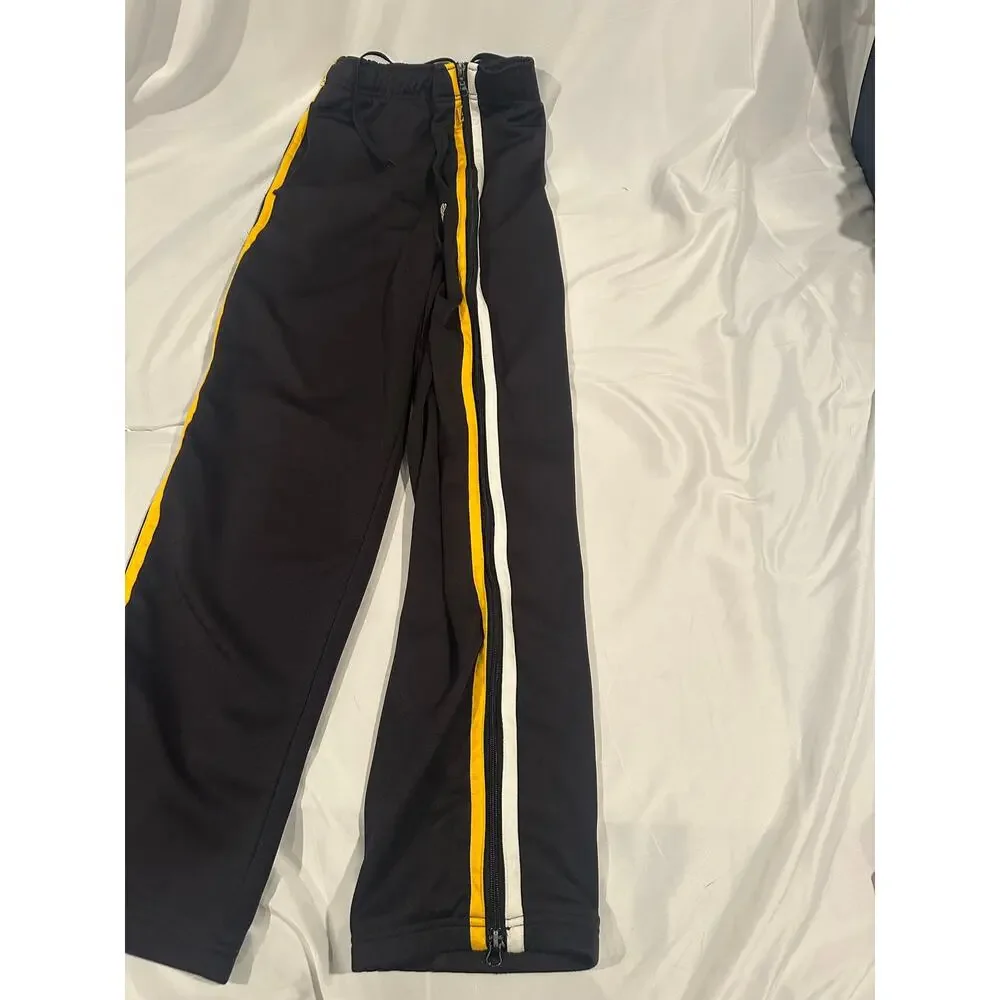 Asphalt Legend Black Yellow Side Stripe Track Pants Mens Medium side zippers
